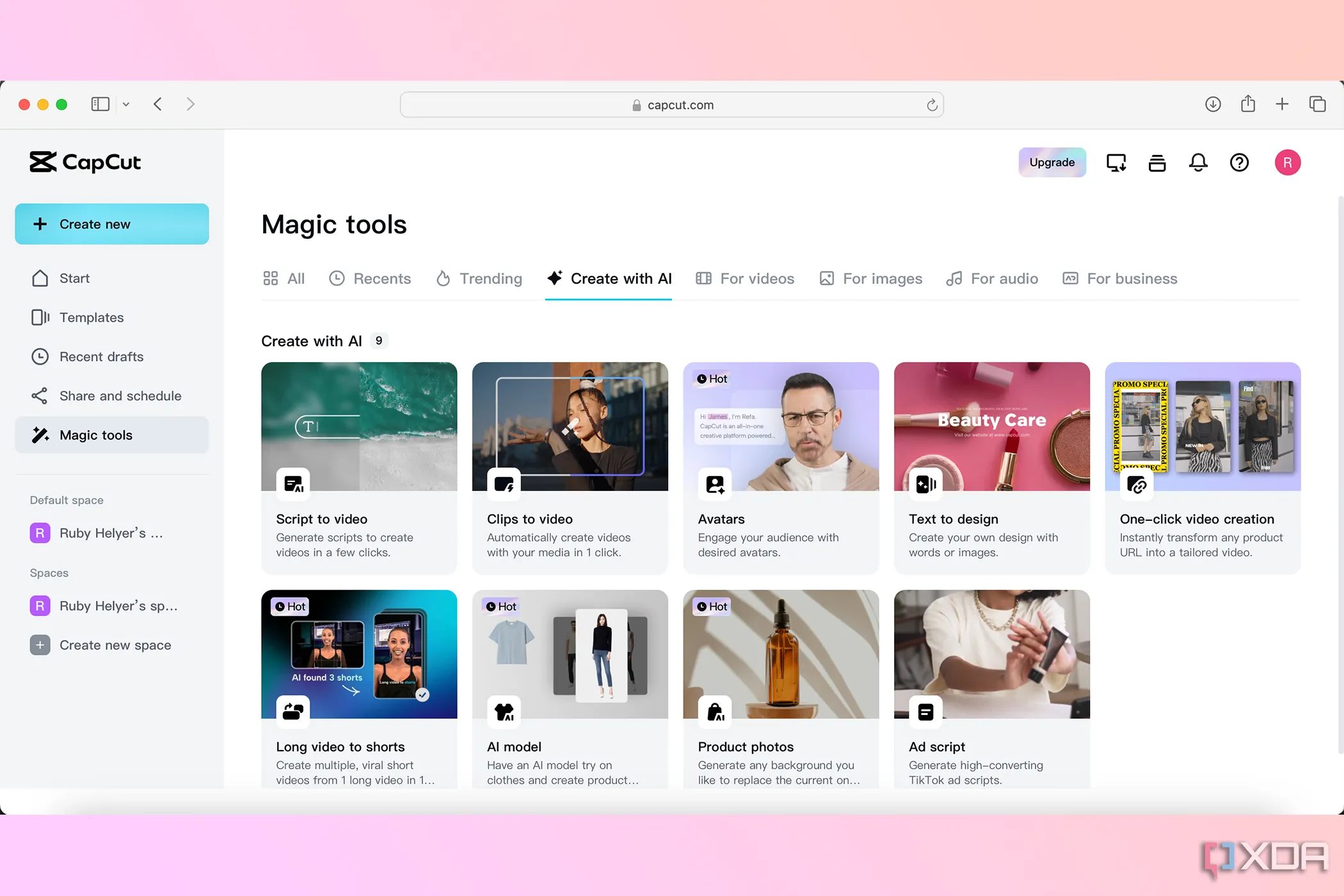 Tính năng tạo video bằng công cụ AI trong phiên bản web của CapCut