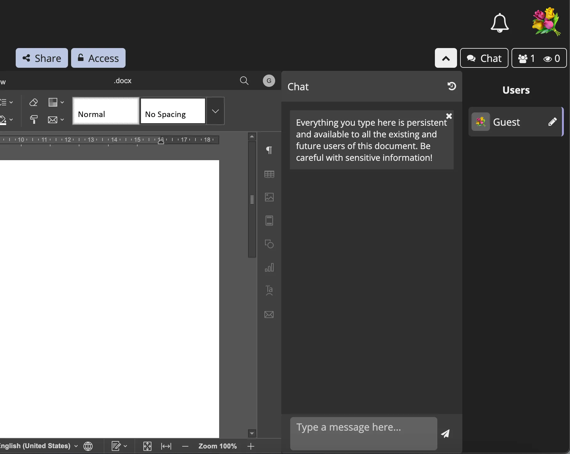 Tính năng trò chuyện cộng tác trên CryptPad