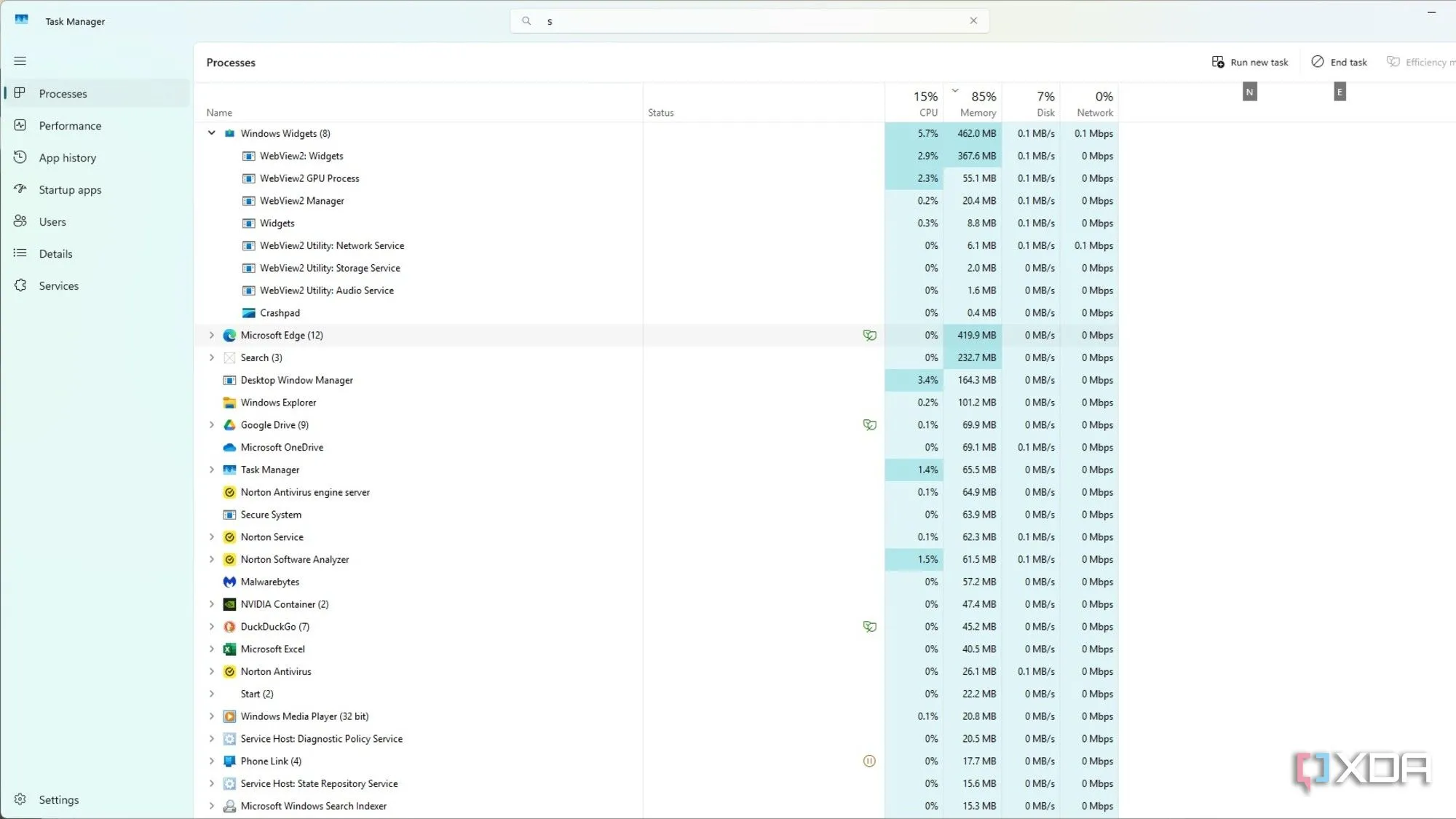 Tính năng Widgets của Windows 11 hiển thị trên thanh tác vụ