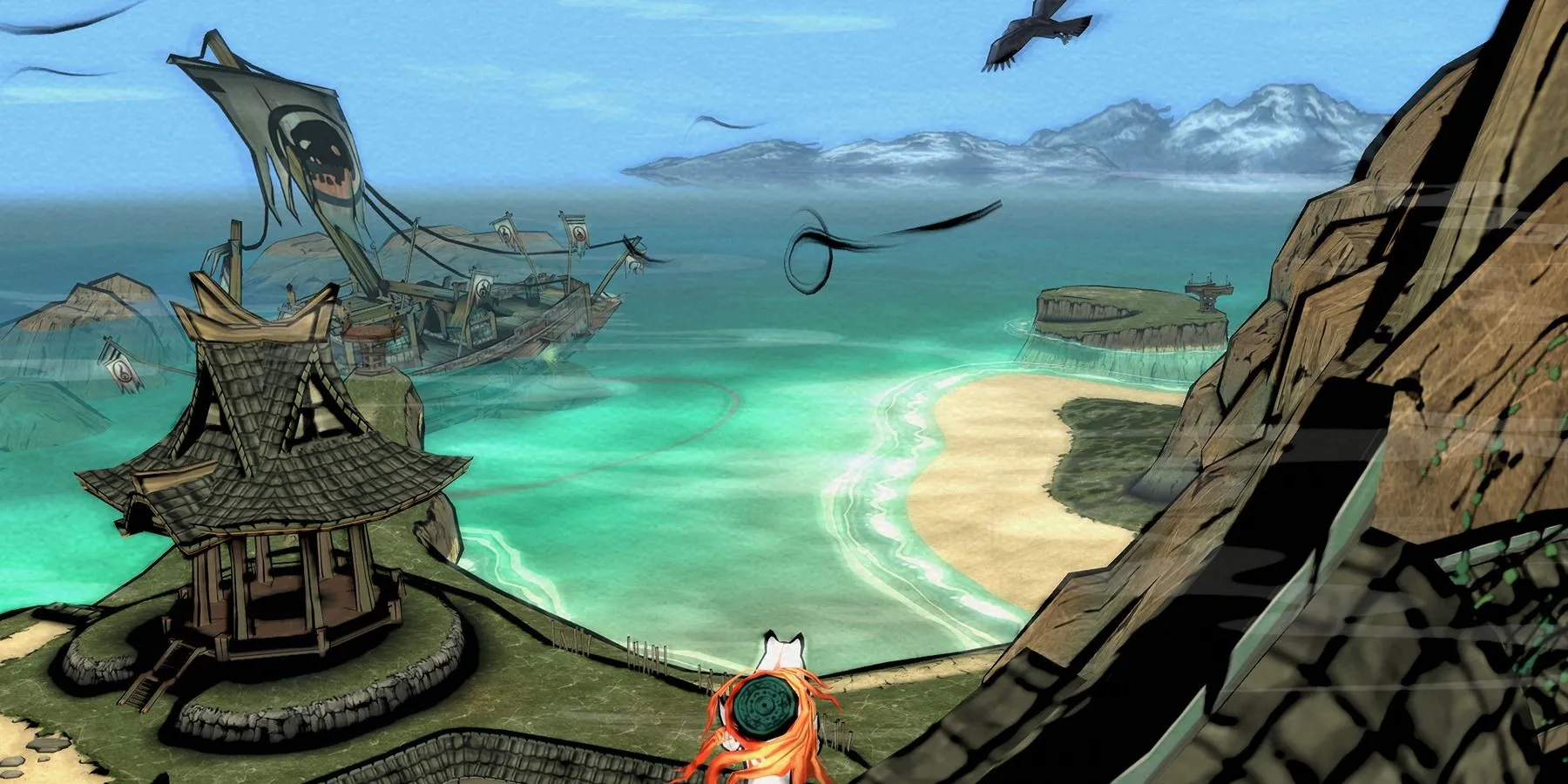 Toàn cảnh Amaterasu ngắm nhìn đại dương trong Okami