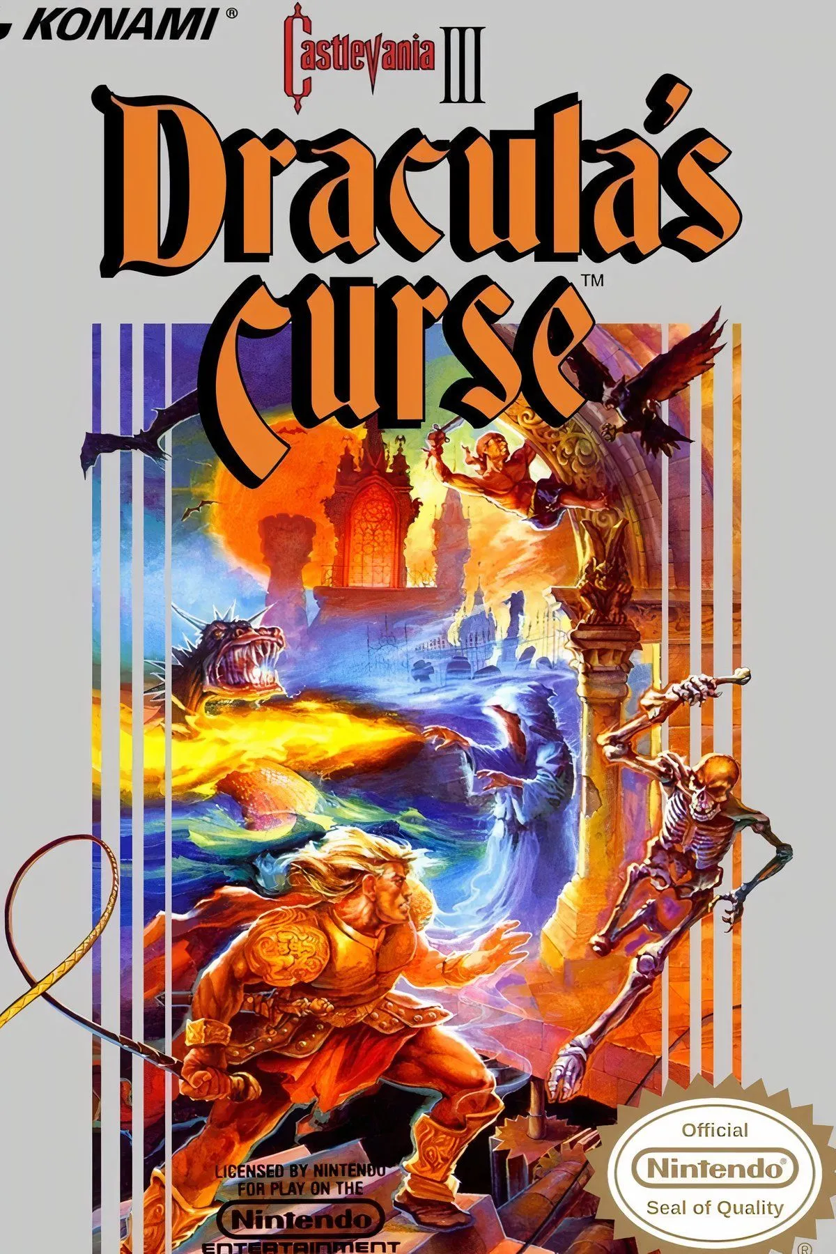 Tổng hợp hình ảnh gameplay của Castlevania III: Dracula's Curse, thể hiện các màn chơi và boss