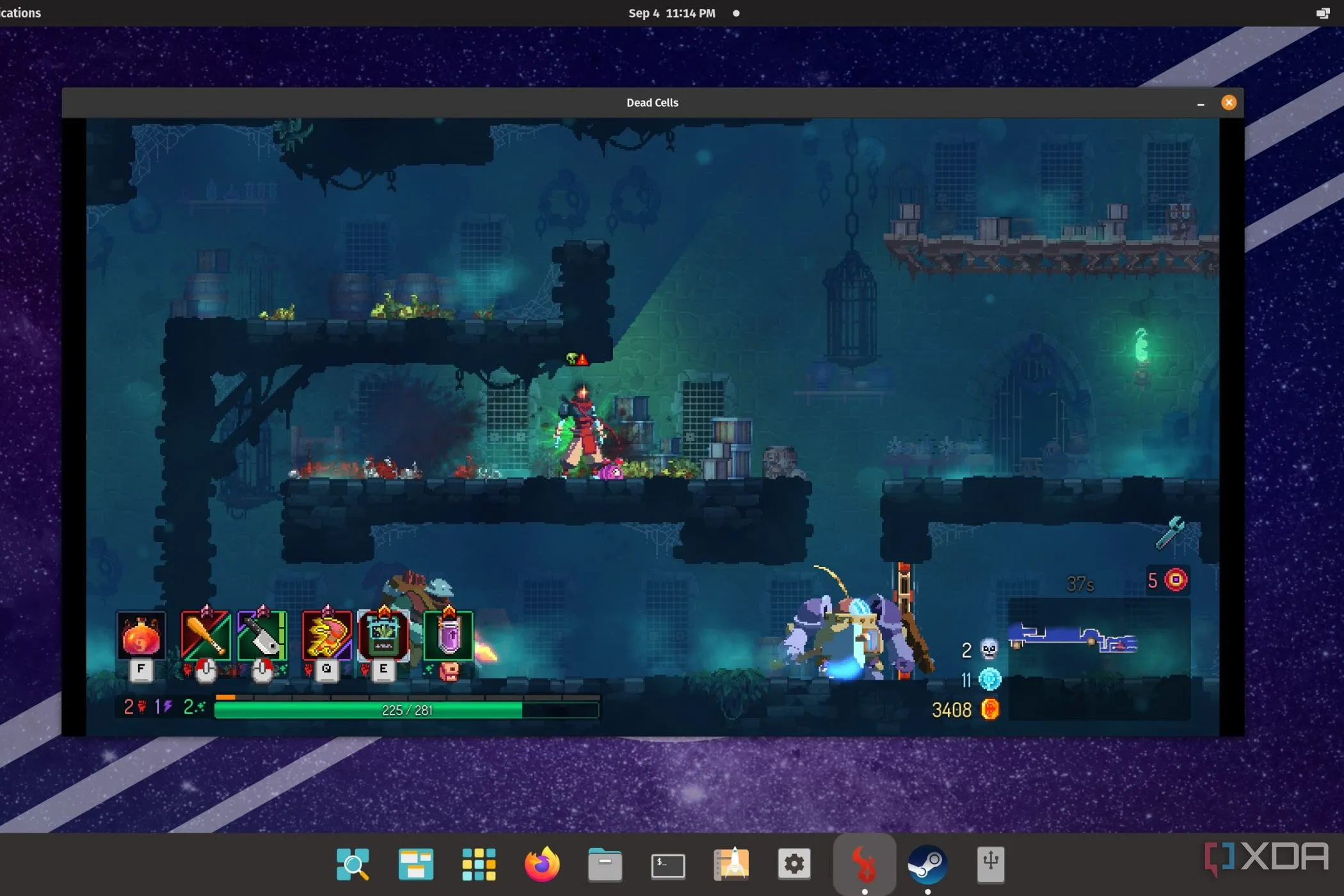 Trải nghiệm chơi game Dead Cells mượt mà trên hệ điều hành Pop!_OS, thể hiện khả năng tương thích game vượt trội của Linux.