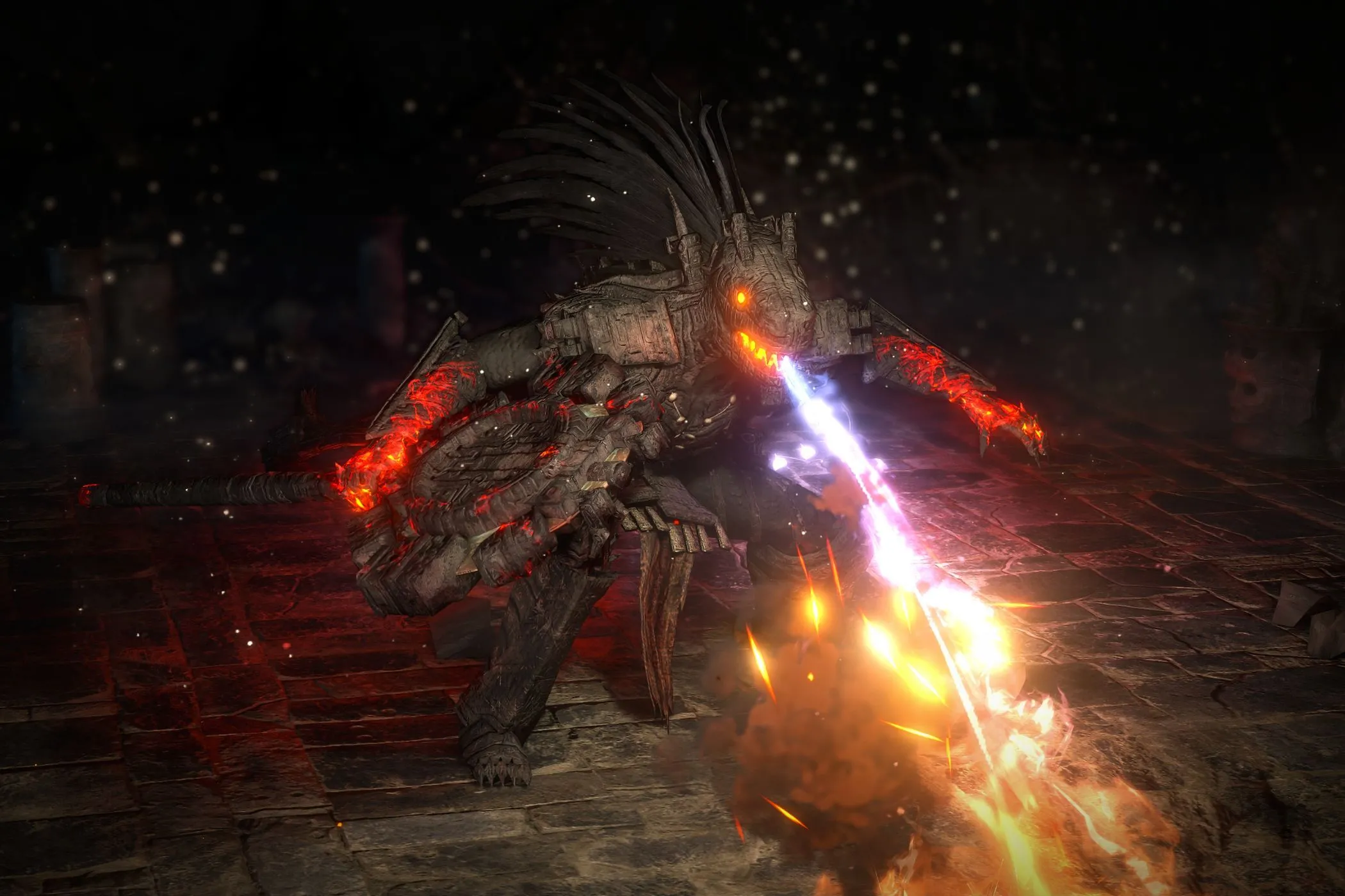 Trận chiến mãn nhãn với boss Blackjaw phun lửa trong Path of Exile 2, thể hiện sự kịch tính và thử thách của game