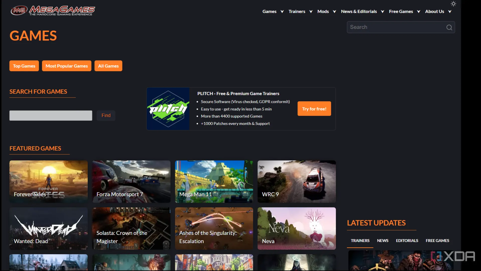 Trang chủ Mega Games với nhiều game miễn phí thuộc thể loại cổ điển và retro