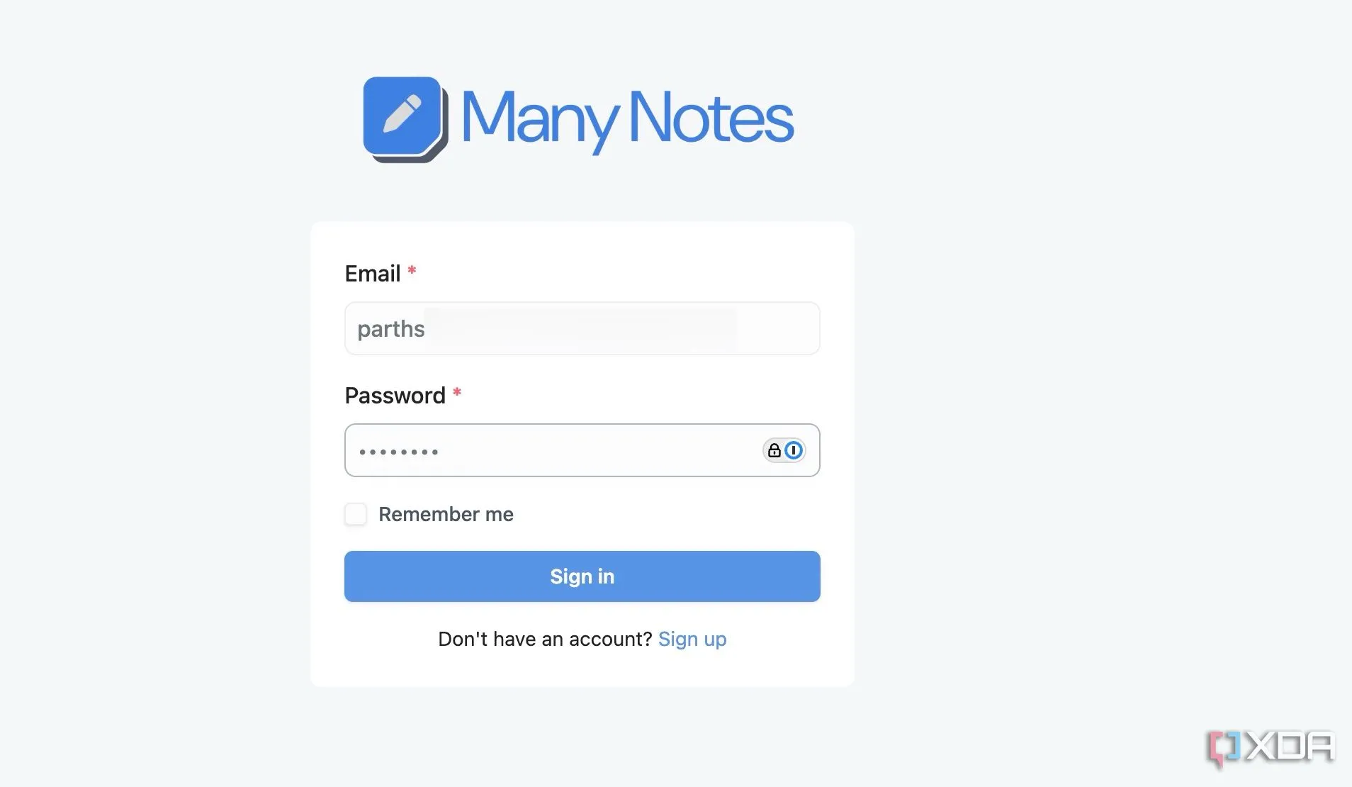 Trang đăng nhập của Many Notes, cần cải thiện hiệu suất và giao diện người dùng để thu hút người dùng nâng cao