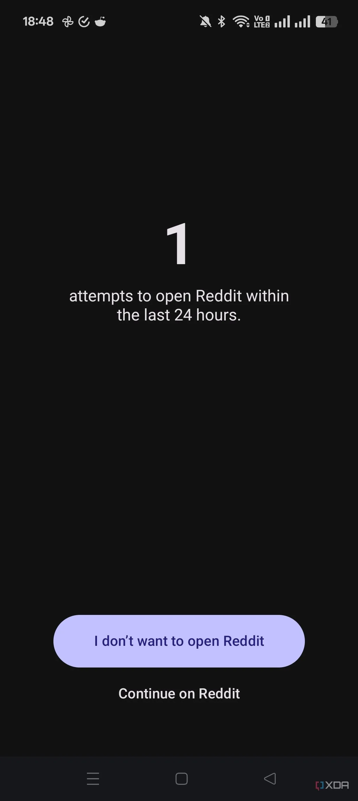 Trang Reddit bị chặn bởi One Sec trên ứng dụng di động