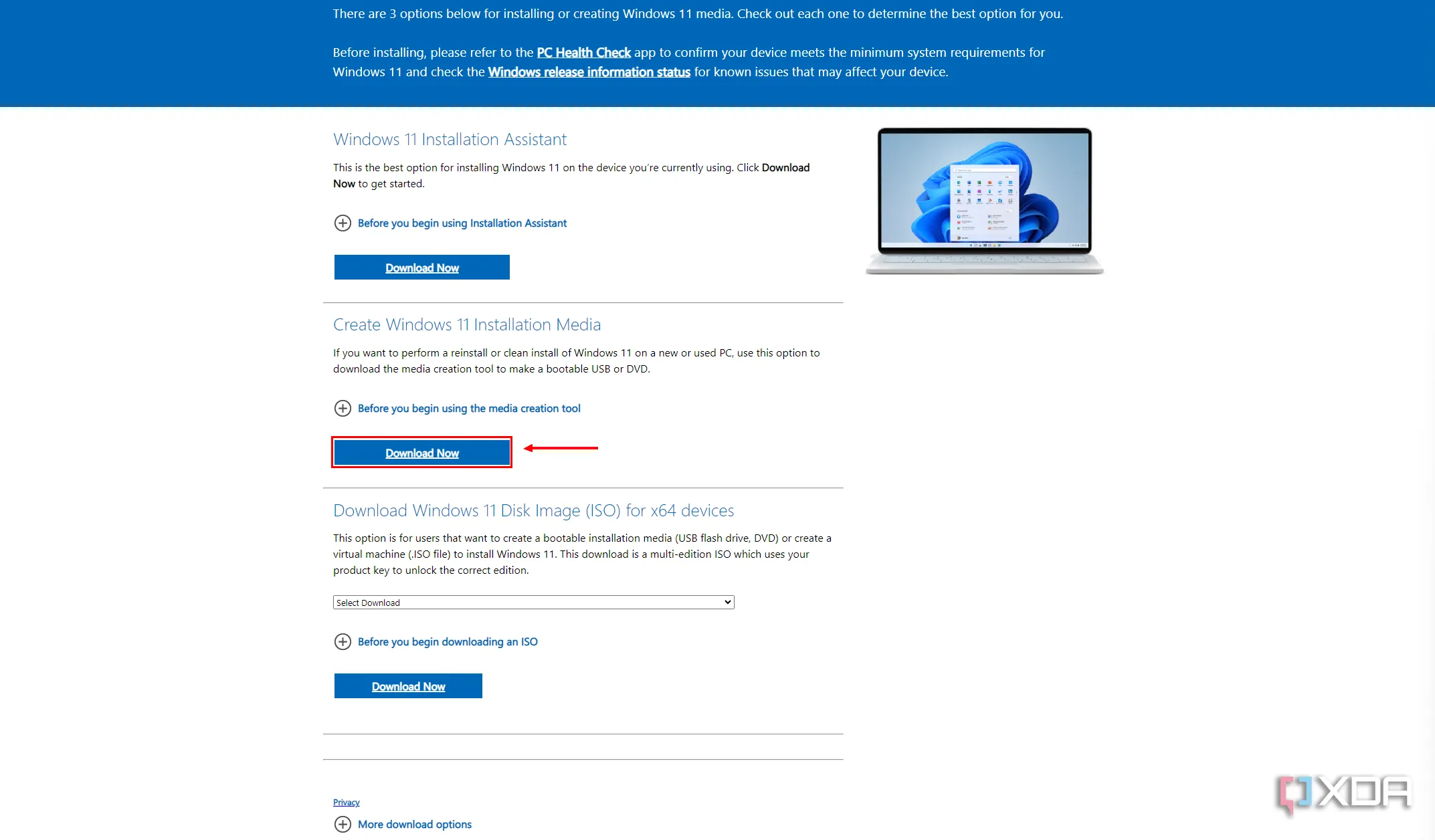 Trang tải Windows 11 chính thức của Microsoft, với nút "Download now" để tải công cụ tạo USB cài đặt