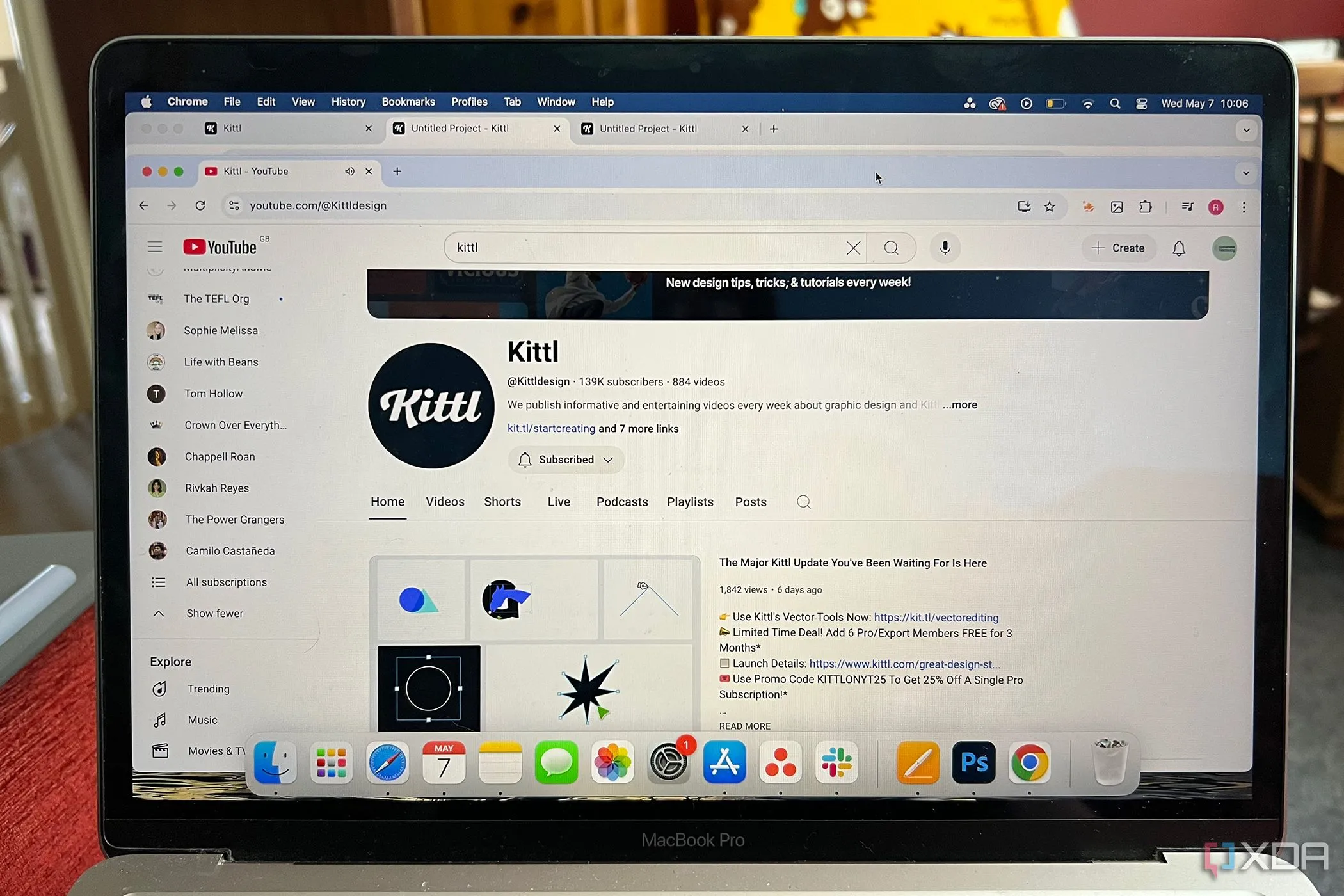 Trang YouTube chính thức của Kittl với các video hướng dẫn và nội dung truyền cảm hứng thiết kế