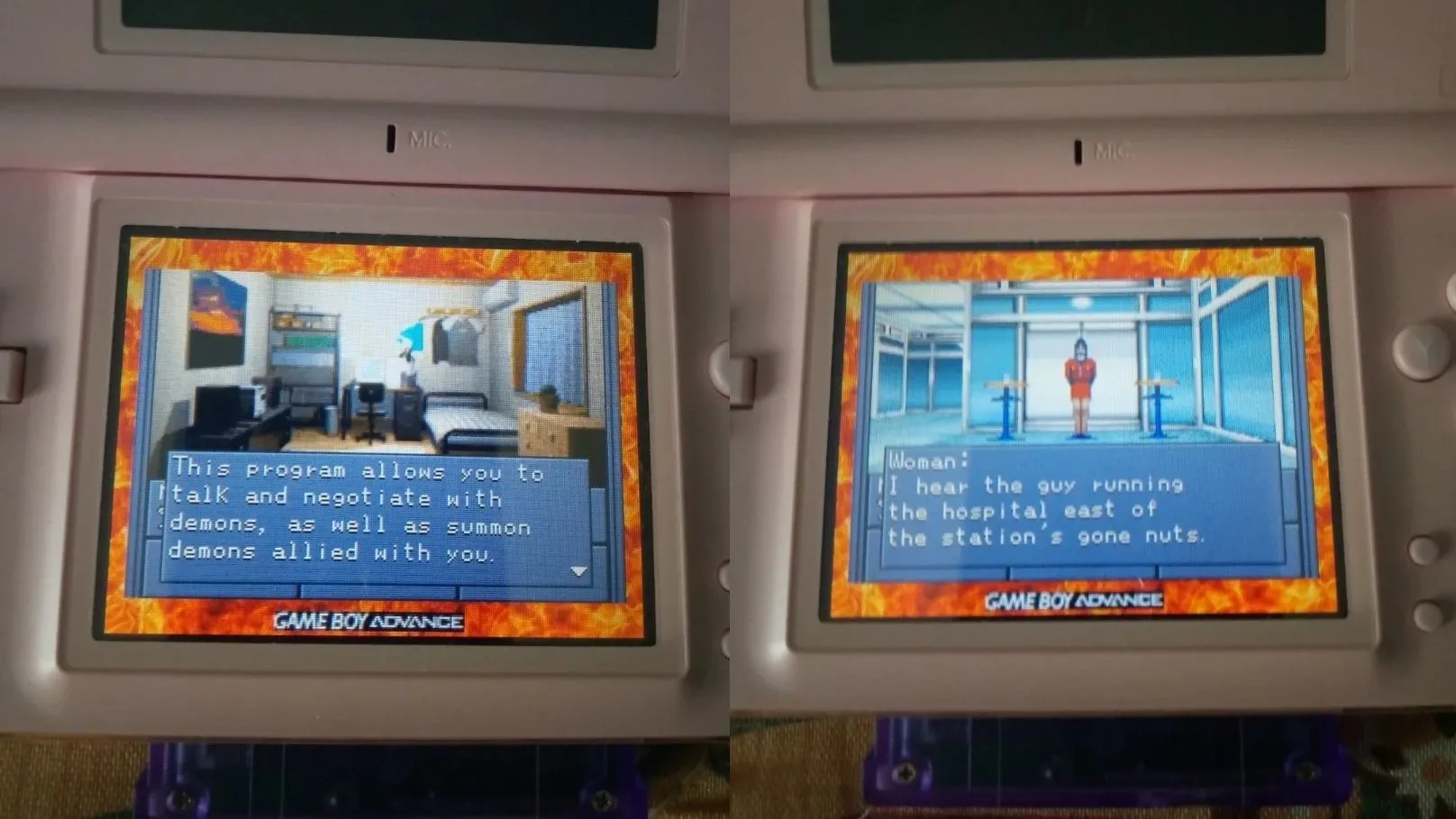 Trò chơi Shin Megami Tensei phiên bản GBA với bản vá tiếng Anh, đang chạy trên Nintendo DS