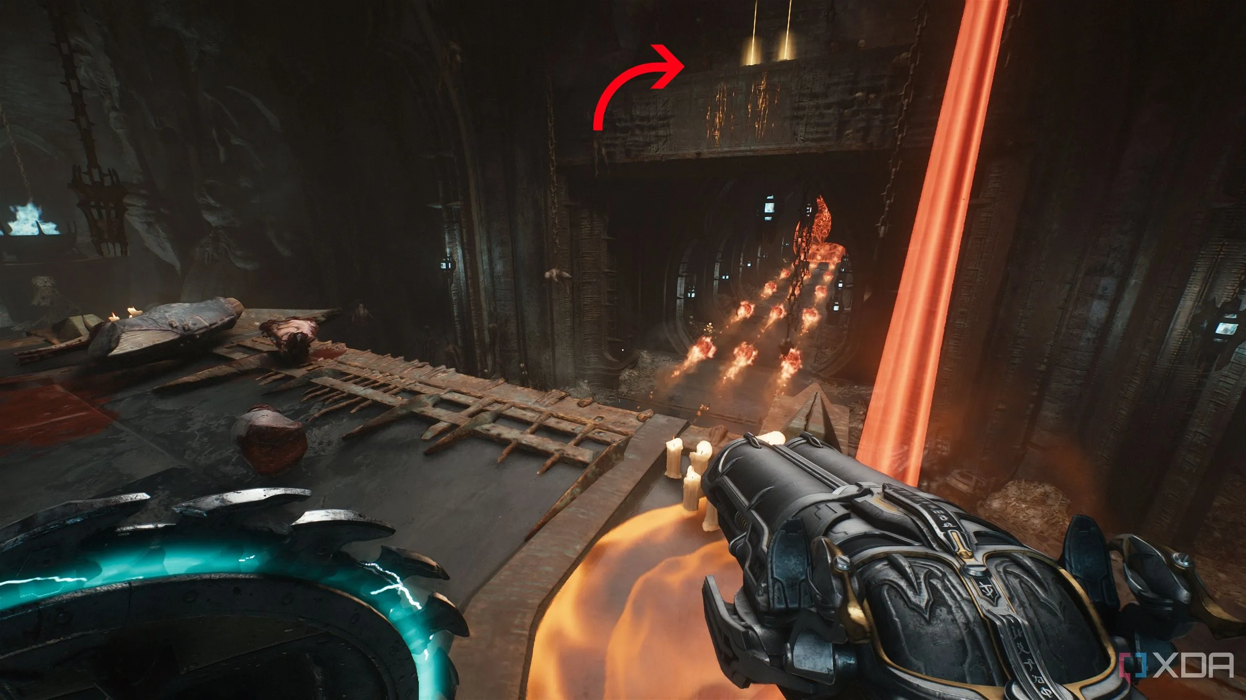 Tường leo gần vị trí Arachnotron trong Chapter 19 Doom: The Dark Ages