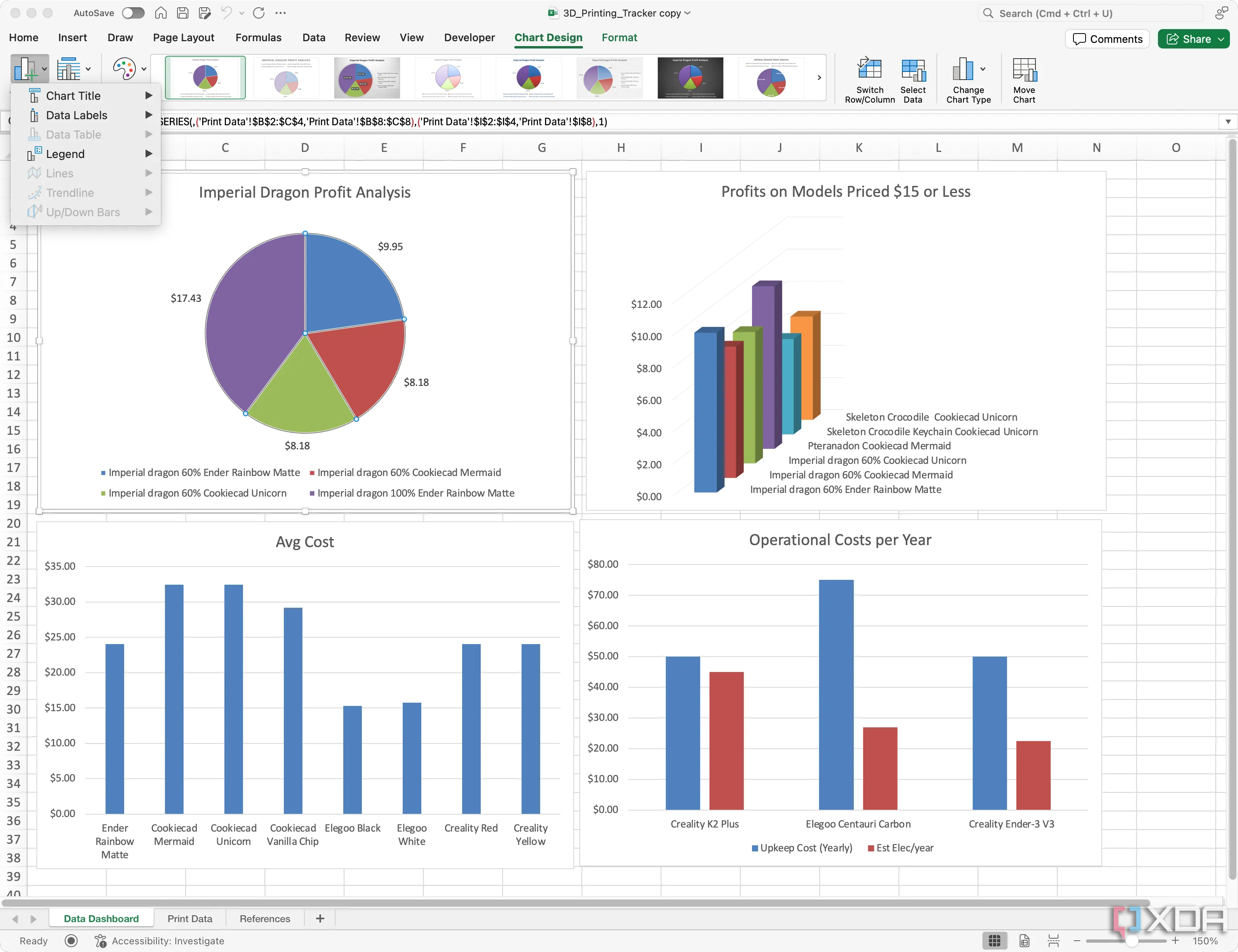 Tùy chỉnh thiết kế biểu đồ in 3D trong Excel