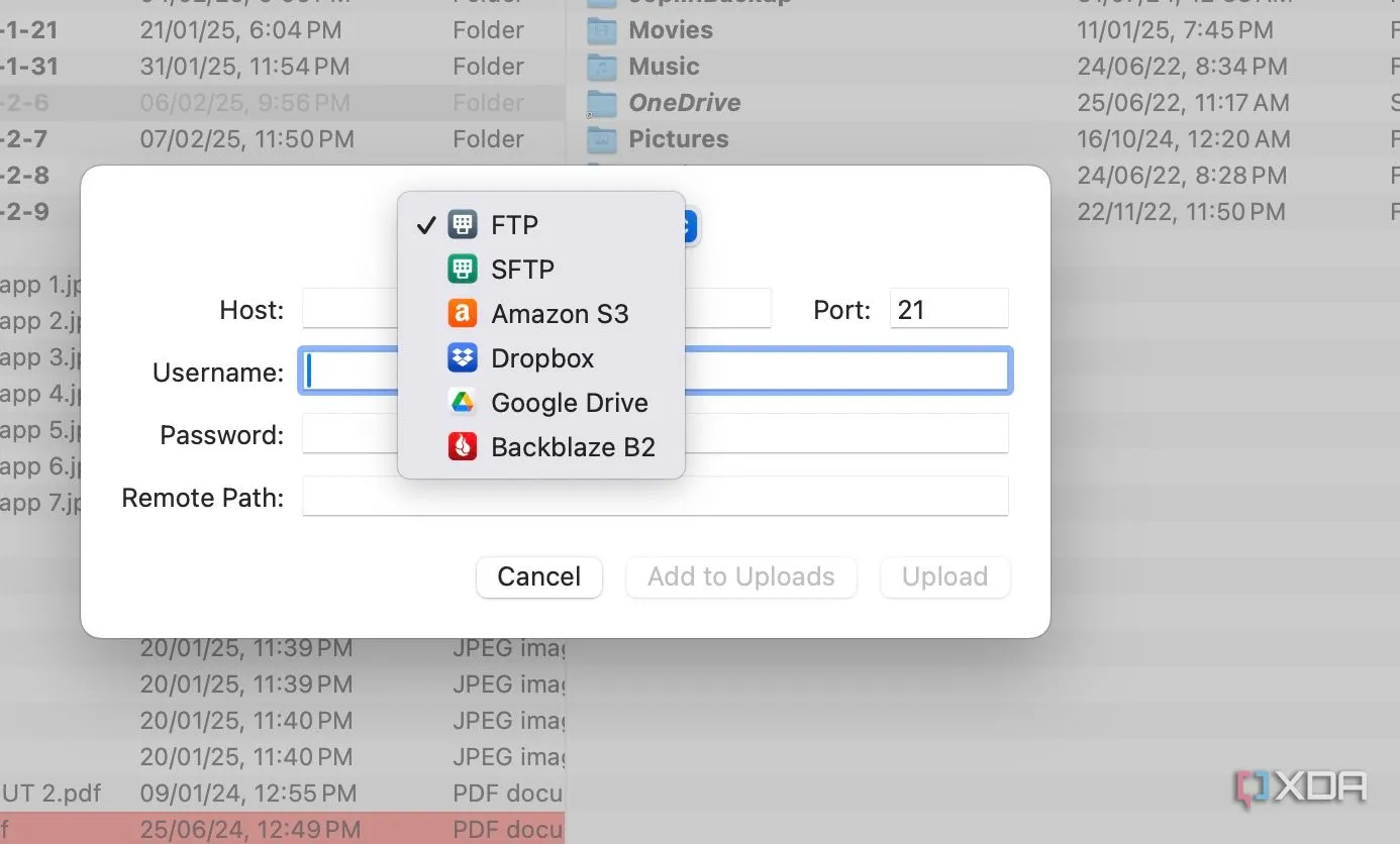 Tùy chọn tải file lên các dịch vụ lưu trữ đám mây như Google Drive và Dropbox ngay trong Path Finder.