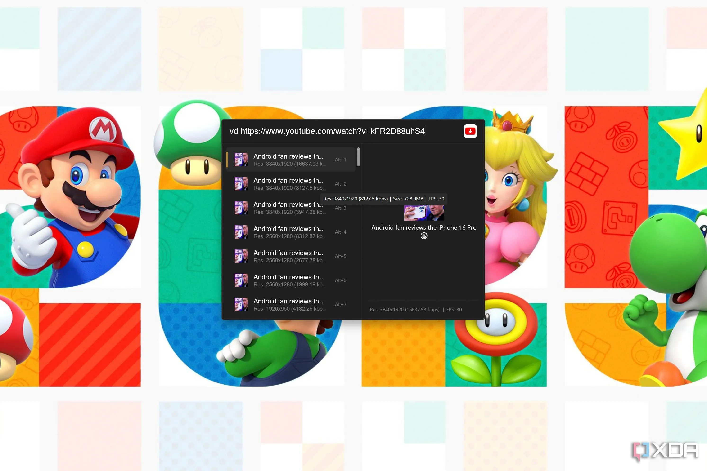 Tùy chọn tải video từ Flow Launcher với plugin AnyVideo Downloader