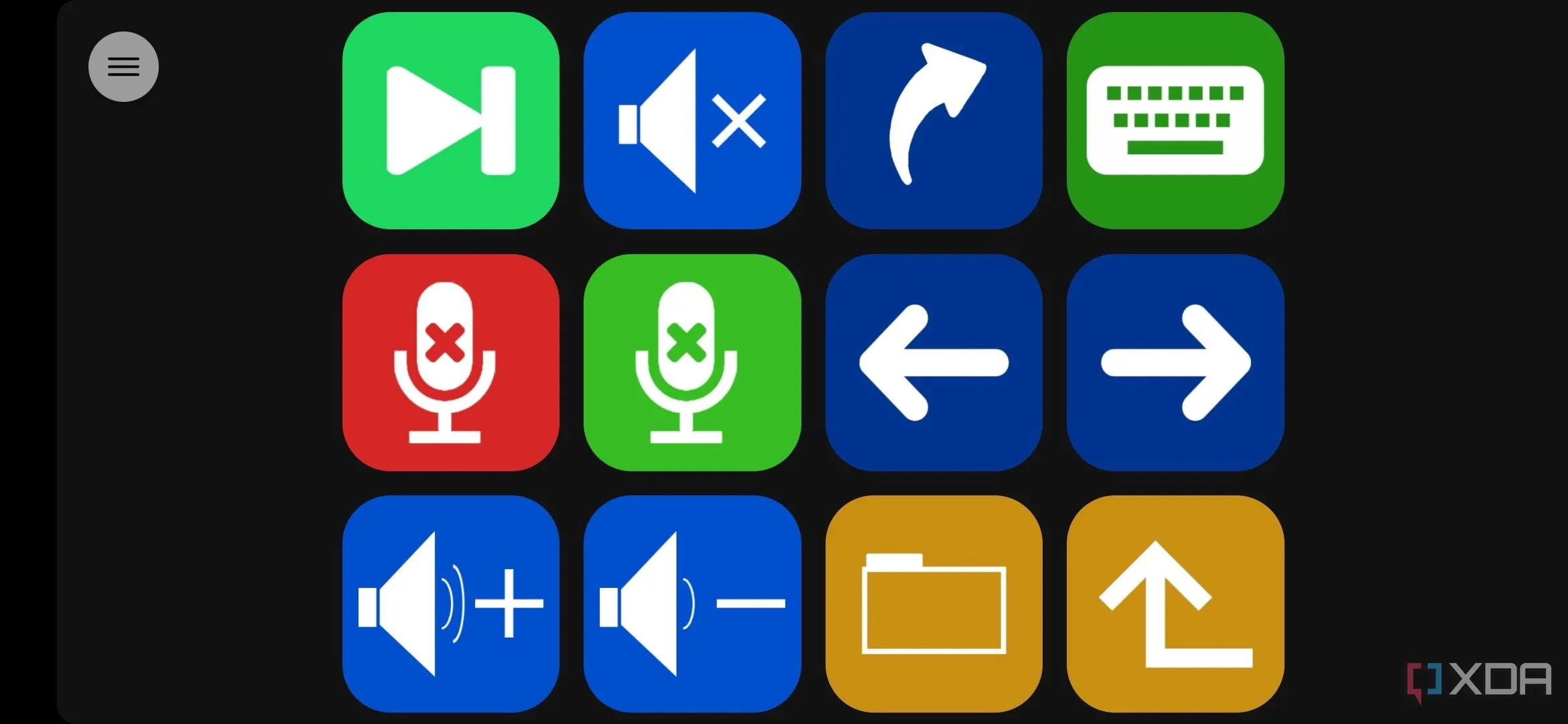 Ứng dụng Macro Deck với các phím tắt tùy chỉnh đã được gán trên smartphone