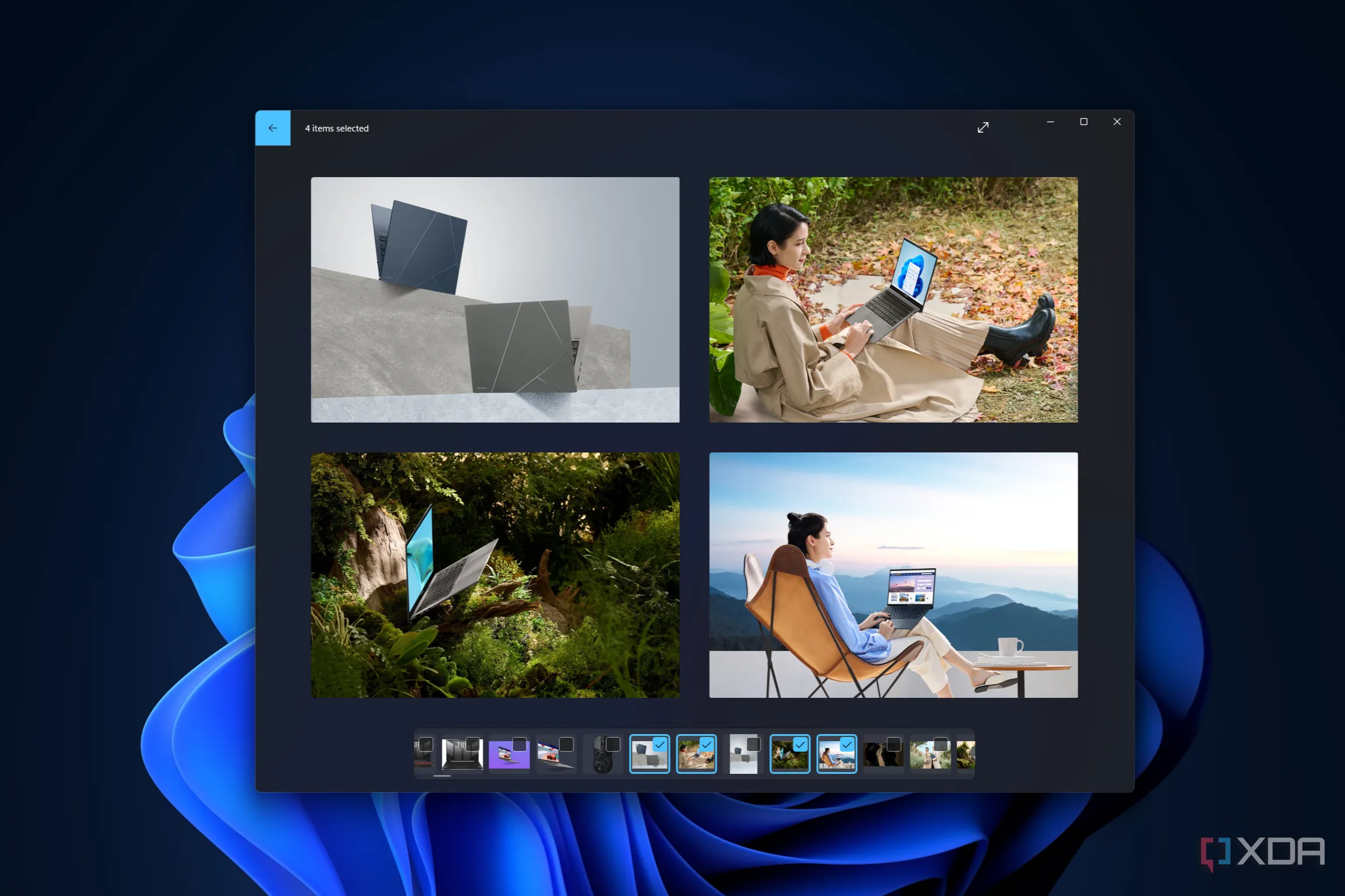 Ứng dụng Photos trên Windows 11 hiển thị nhiều hình ảnh, so sánh với các tính năng xem ảnh nhanh của IrfanView