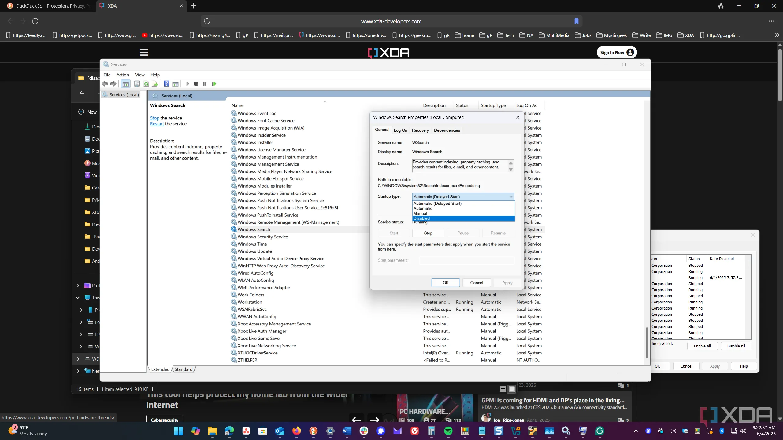 Vô hiệu hóa dịch vụ Windows Search để ngăn chặn việc lập chỉ mục tốn tài nguyên và tăng tốc độ tìm kiếm