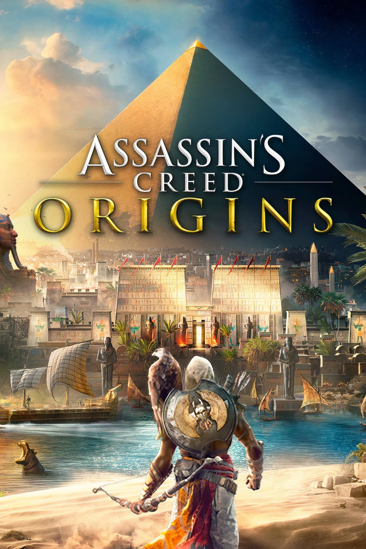 Vùng đất Ai Cập cổ đại rộng lớn và kỳ vĩ trong Assassin's Creed Origins với kim tự tháp và cảnh quan sa mạc