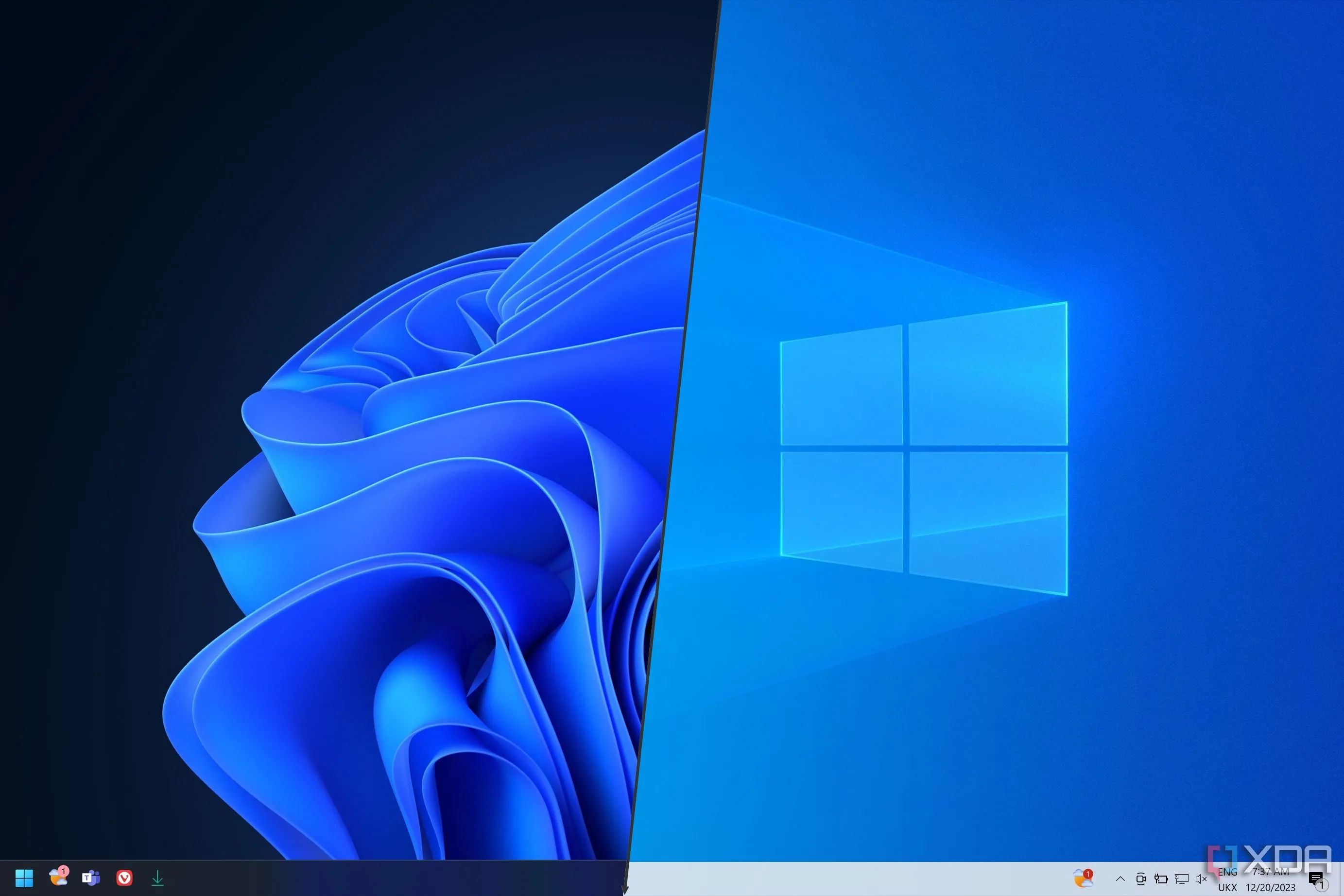 Windows 11 và Windows 10 đặt cạnh nhau để so sánh giao diện và trải nghiệm người dùng